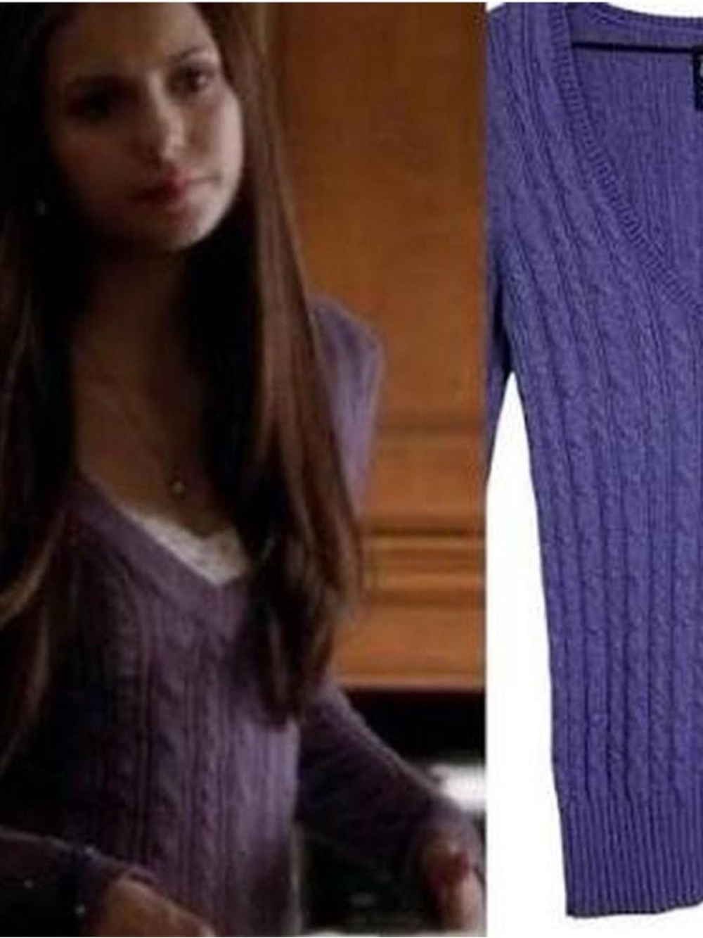 American Eagle Y2K Hot Pink Cable Knit V-Neck Sweater - Picture 3 of 6